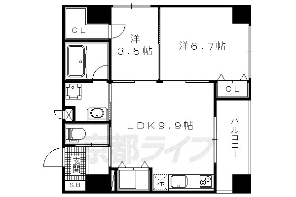 LATTICE HIGASHINO(2LDK/3階)の間取り写真