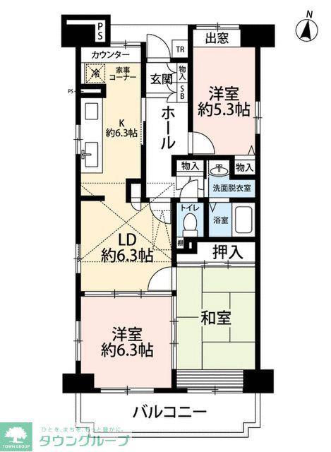 コーポレート草加旭町1号棟(3DK/10階)の間取り写真