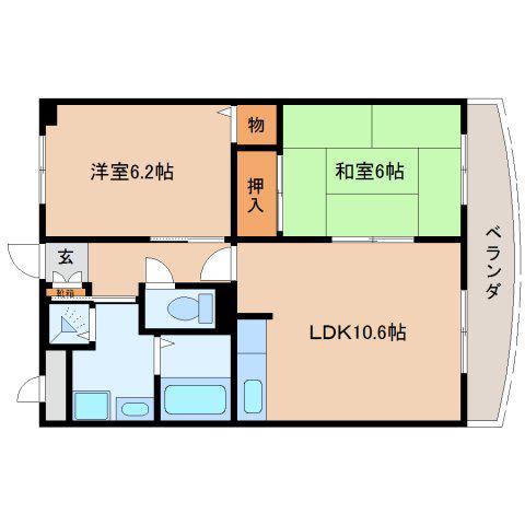 センチュリーアスカ7号棟(2LDK/2階)の間取り写真