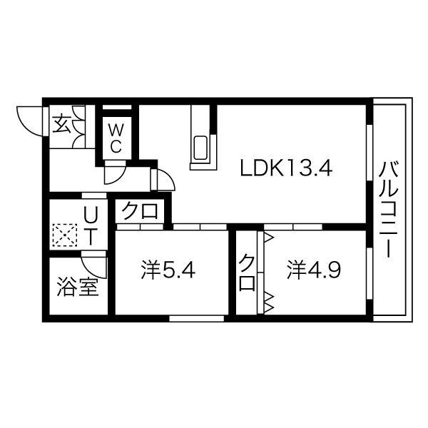 ANGELIC VILLAGE南23条(2LDK/3階)の間取り写真