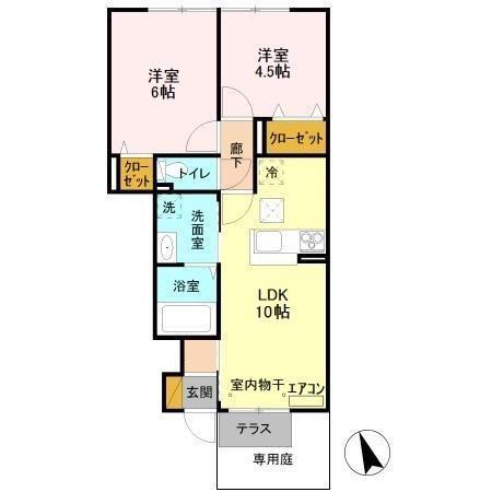 クライノモー1(2LDK/1階)の間取り写真