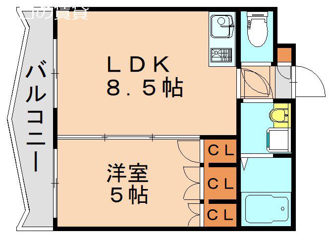 ロイヤルセンターBLD(1LDK/11階)の間取り写真