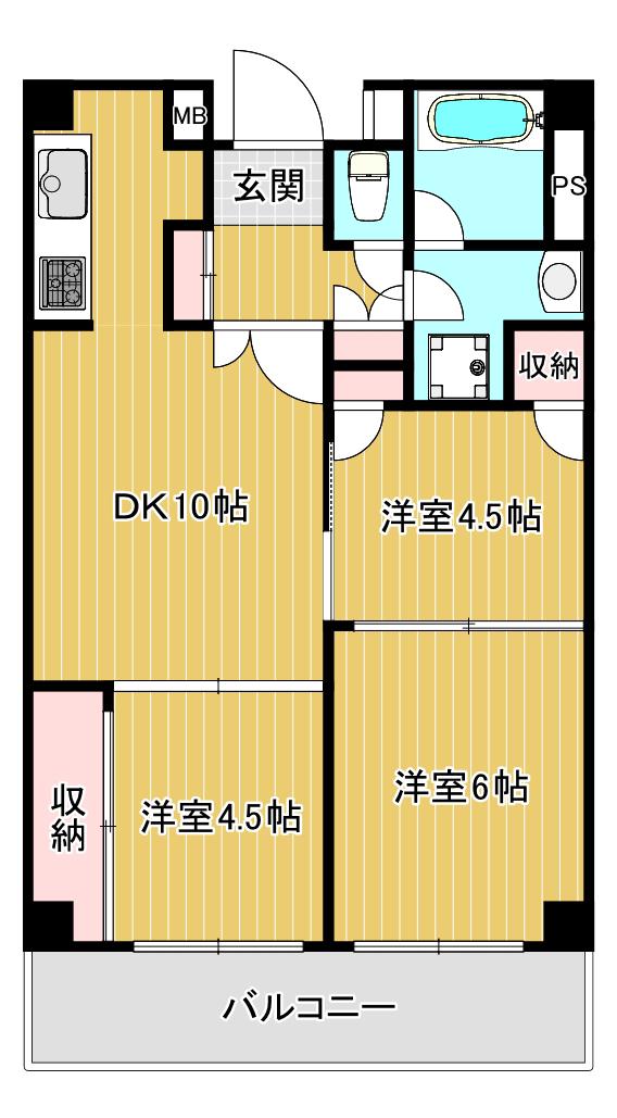ストークマンション新宿(3DK/12階)の間取り写真