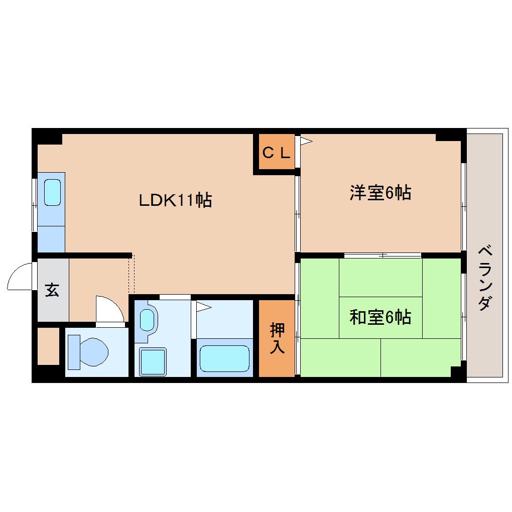 ベルヴュ離宮(2LDK/5階)の間取り写真