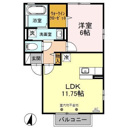ジュスティス(1LDK/2階)の間取り写真
