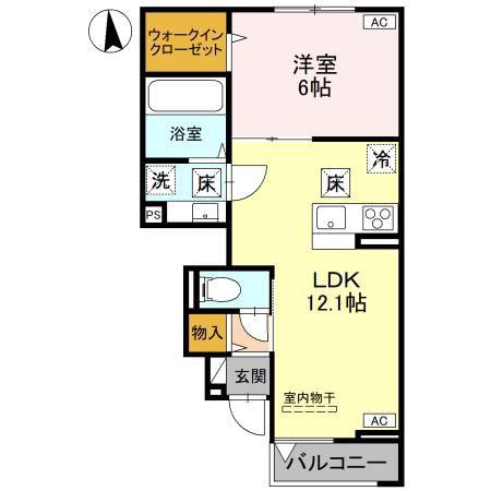 PRENDRE SOPHIA(1LDK/1階)の間取り写真