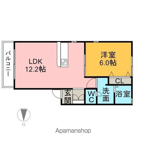 CERISIER(1LDK/1階)の間取り写真