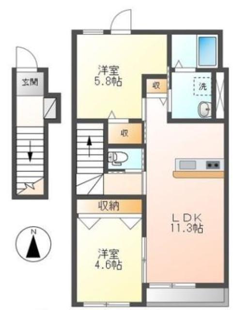 メルヴェイユ(2LDK/2階)の間取り写真