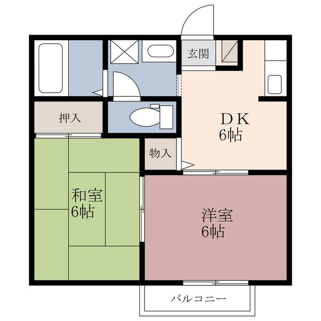 ロイヤルガーデンI(2DK/1階)の間取り写真