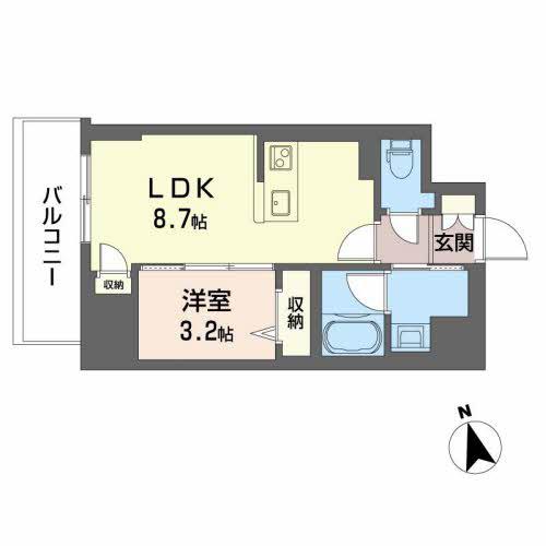 サザンクレストなんば南(1LDK/4階)の間取り写真