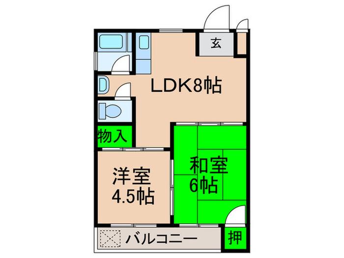 フジタハイツ(2LDK/2階)の間取り写真