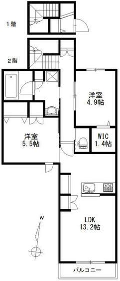 ESOLA(2LDK/2階)の間取り写真