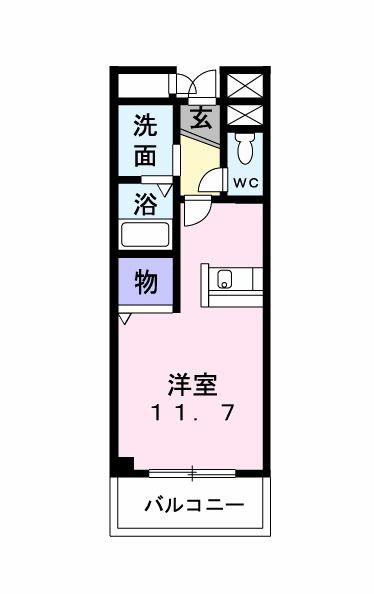 ビバーチェ(ワンルーム/2階)の間取り写真