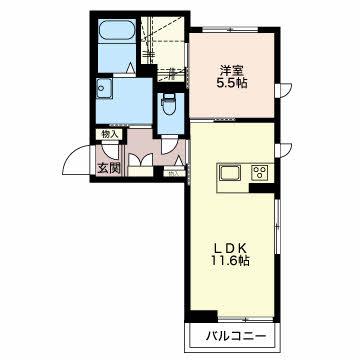 ヴェストレ 301(1LDK/3階)の間取り写真