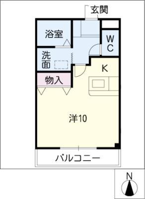 ハウス・オリジン(ワンルーム/2階)の間取り写真