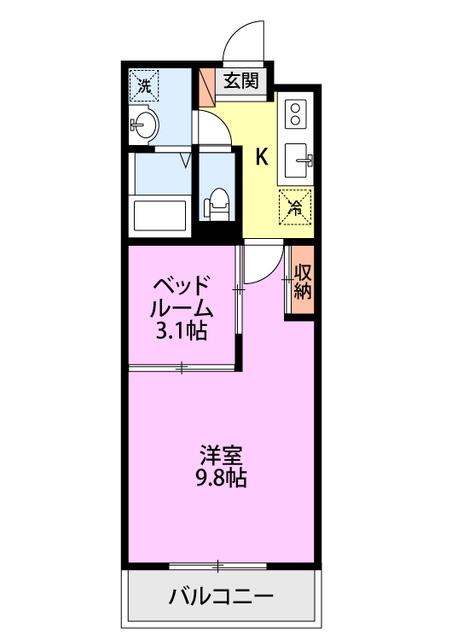 PROGRESSIVE II(1K/2階)の間取り写真