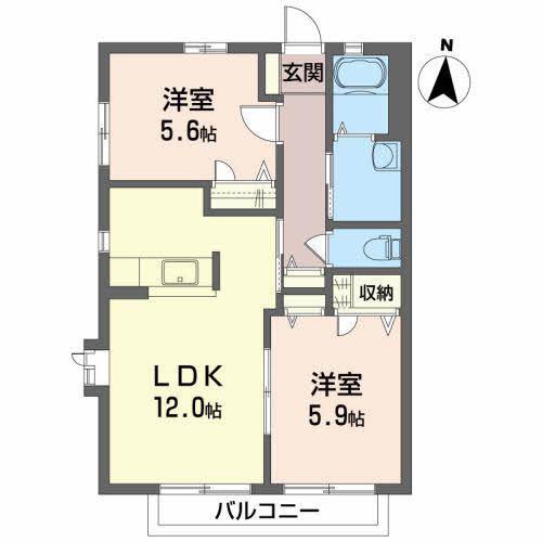 ハイツ サンパーク(2LDK/2階)の間取り写真