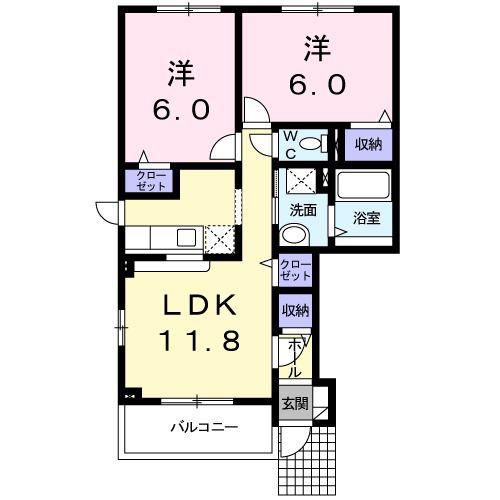 シンフォニー(2LDK/1階)の間取り写真