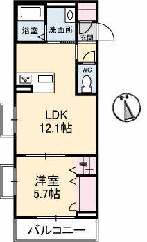 フェデリオ曙(1LDK/2階)の間取り写真