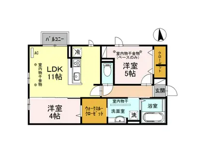 ベルドール(2LDK/2階)の間取り写真