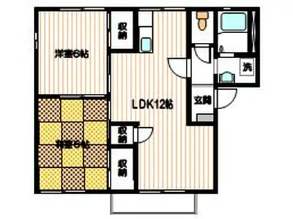 ウィスティリアB(2LDK/2階)の間取り写真