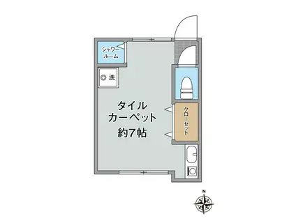 東田荘D(ワンルーム/1階)の間取り写真