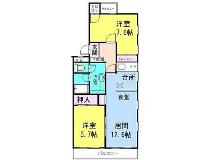 シティパル(2LDK/2階)の間取り写真