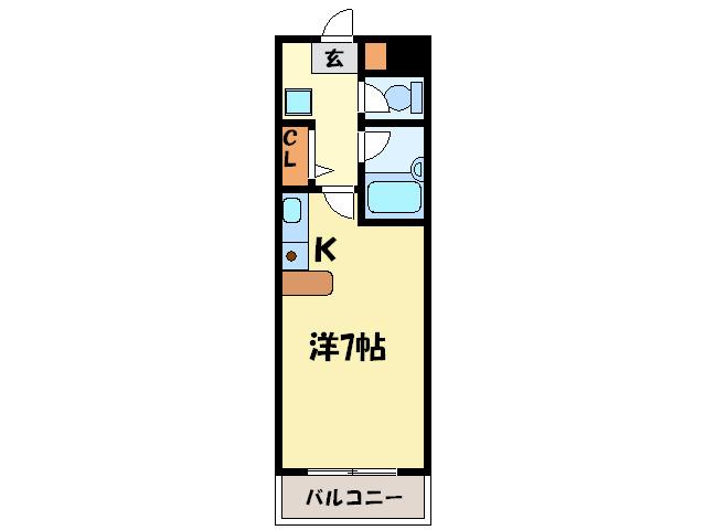 ラピスパーシモン(ワンルーム/3階)の間取り写真