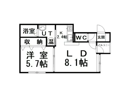 バリアント(1LDK/2階)の間取り写真