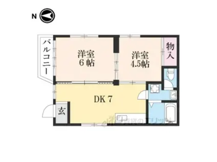 ソーレⅣ(2LDK/3階)の間取り写真