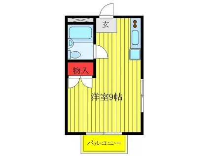 KANTY・FLATS(ワンルーム/2階)の間取り写真