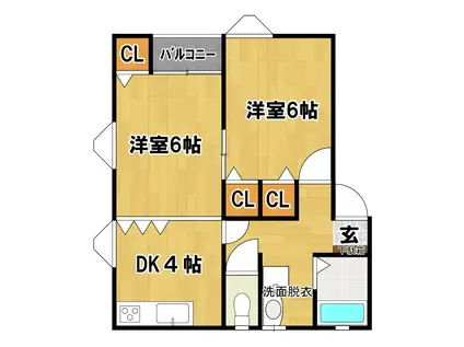 コーポひよこ(2DK/2階)の間取り写真