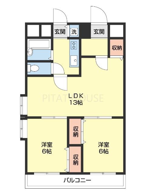 ふぁみーゆ吹屋町(2LDK/2階)の間取り写真