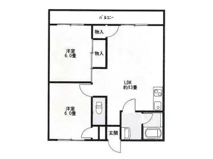 コーポ86(2LDK/2階)の間取り写真