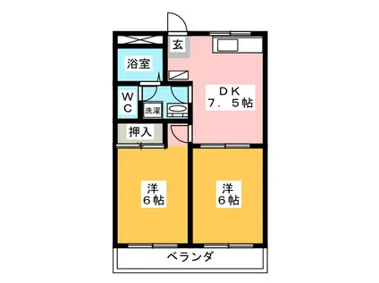 メゾン柊(2DK/1階)の間取り写真