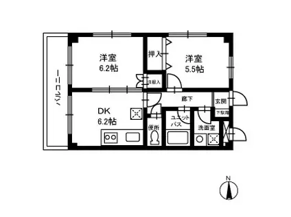 クレベール松原(2DK/3階)の間取り写真