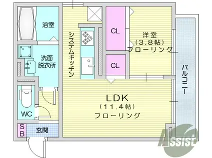 DーROOM DEARCOURT 八本松(1LDK/3階)の間取り写真