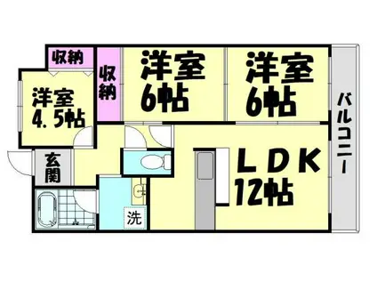 ピアコートU(3LDK/2階)の間取り写真