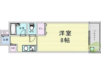 ミーールズ江坂(ワンルーム/4階)の間取り写真