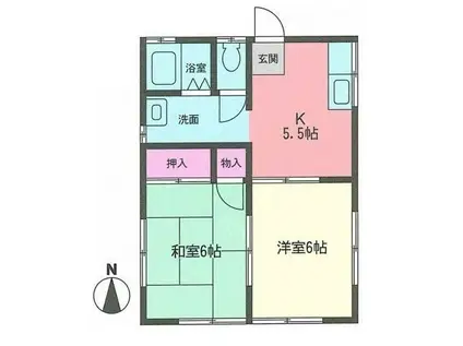 内藤アパート(2K/1階)の間取り写真