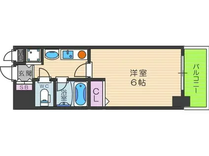 シャンティ千歳(1K/6階)の間取り写真