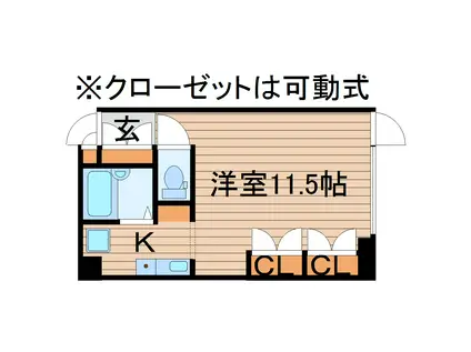 宮城野コートステージ(1K/2階)の間取り写真