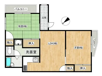 篠ビル(2LDK/2階)の間取り写真