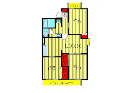 グランドサン伍番館(3LDK/1階)の間取り写真