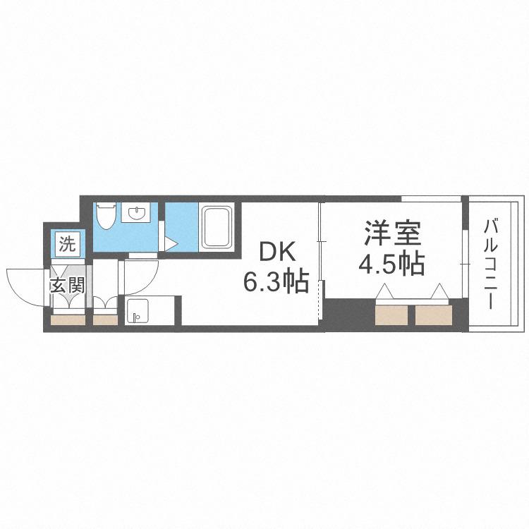 TLRレジデンス本町ウエスト(1DK/10階)の間取り写真