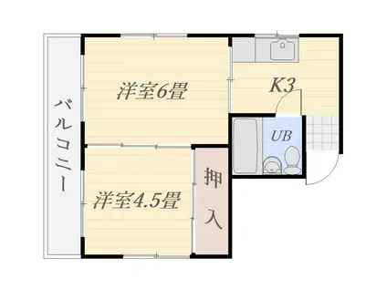 薬師ビル(2K/3階)の間取り写真