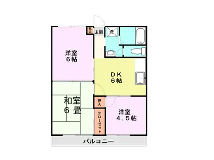 ロイヤルハイツ宇土(3DK/1階)の間取り写真