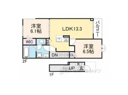 クレール丹波2(2LDK/2階)の間取り写真