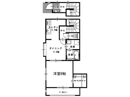 ルネス吉岡19号地(1DK/2階)の間取り写真