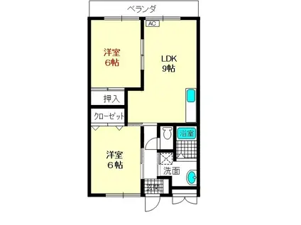 駅前コーポラス(2LDK/4階)の間取り写真